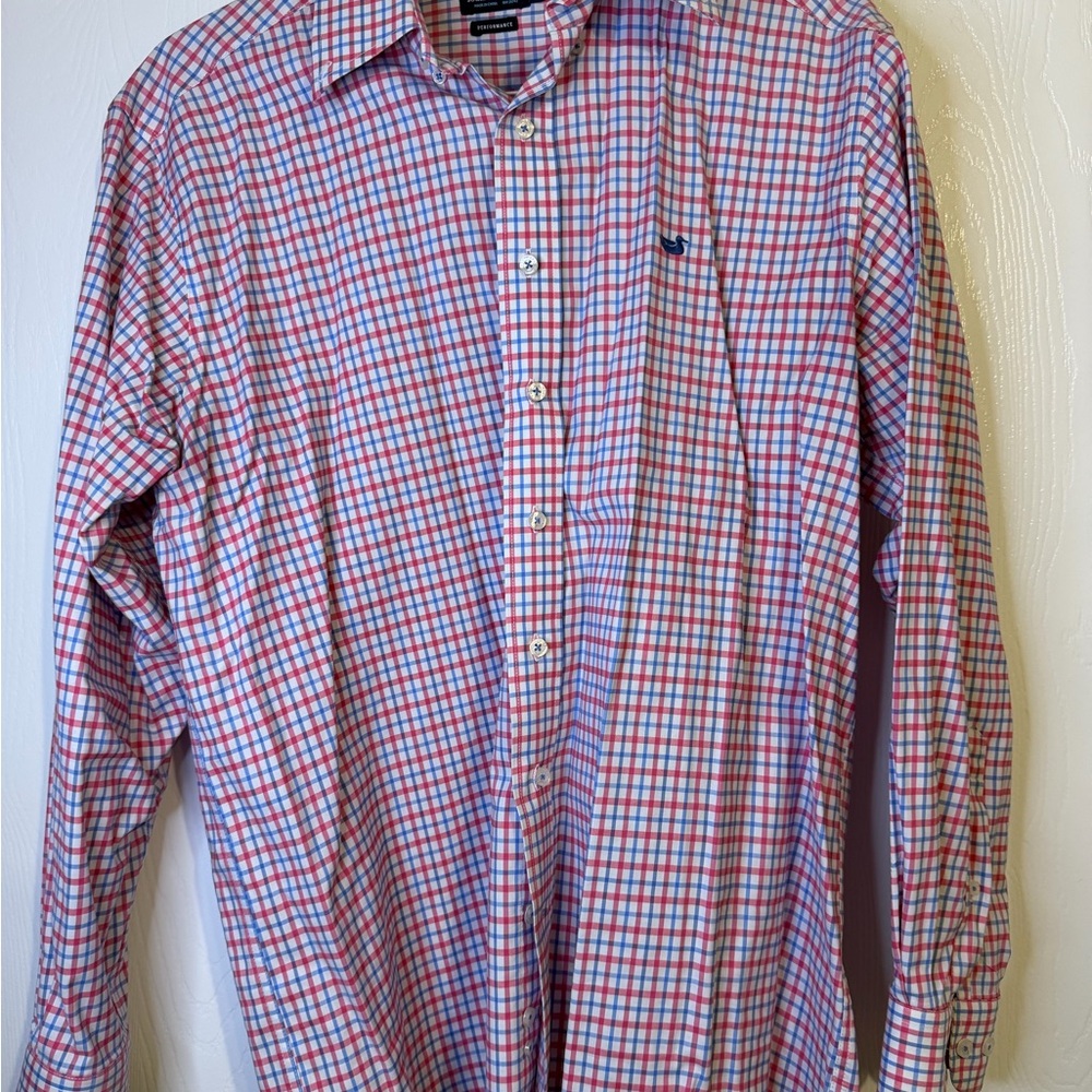 Southern Marsh Red/Pink and Blue Plaid Button Down Shirt